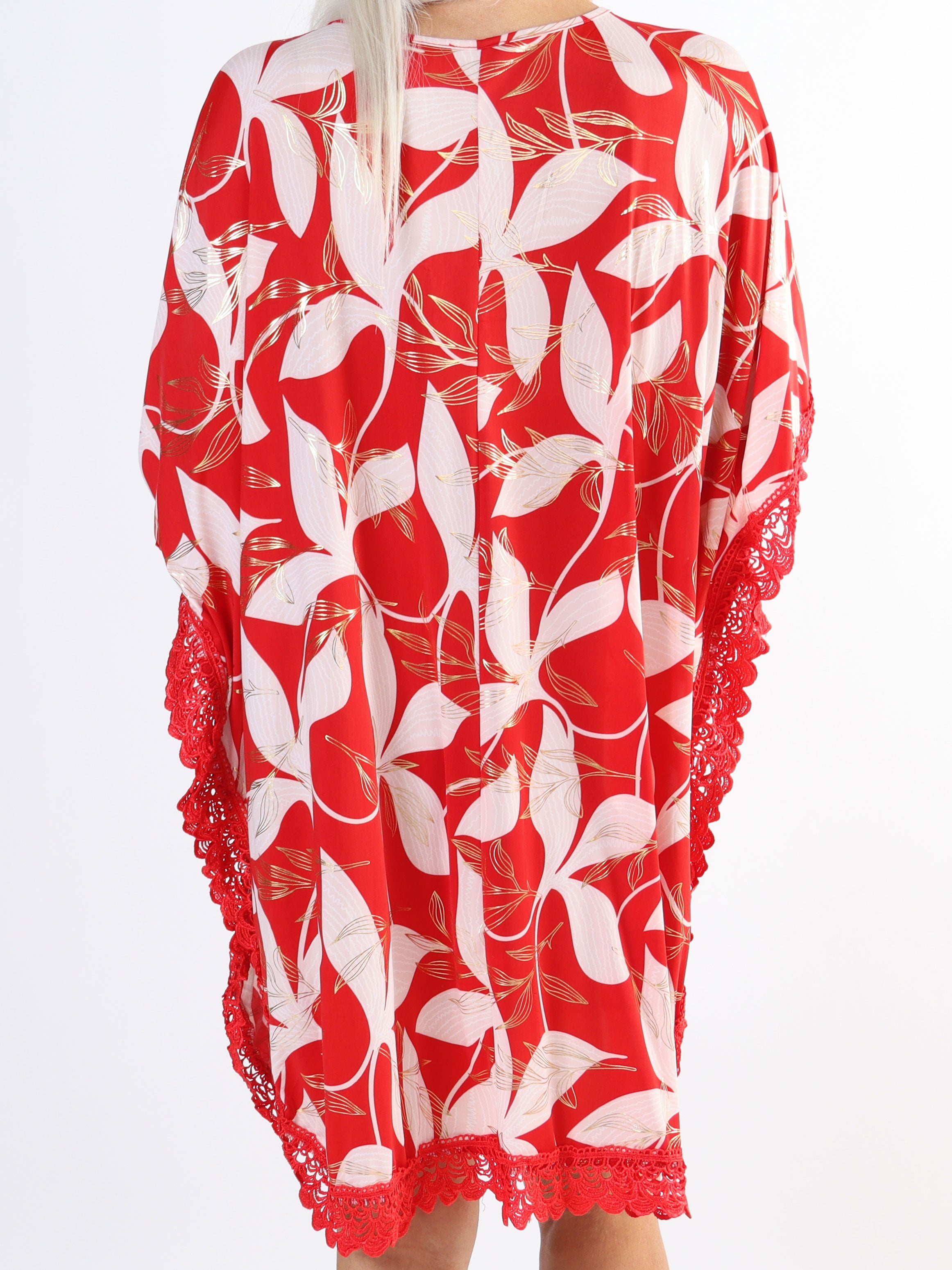 Chara - Plus size tunikakjole med blondekant og lynlås